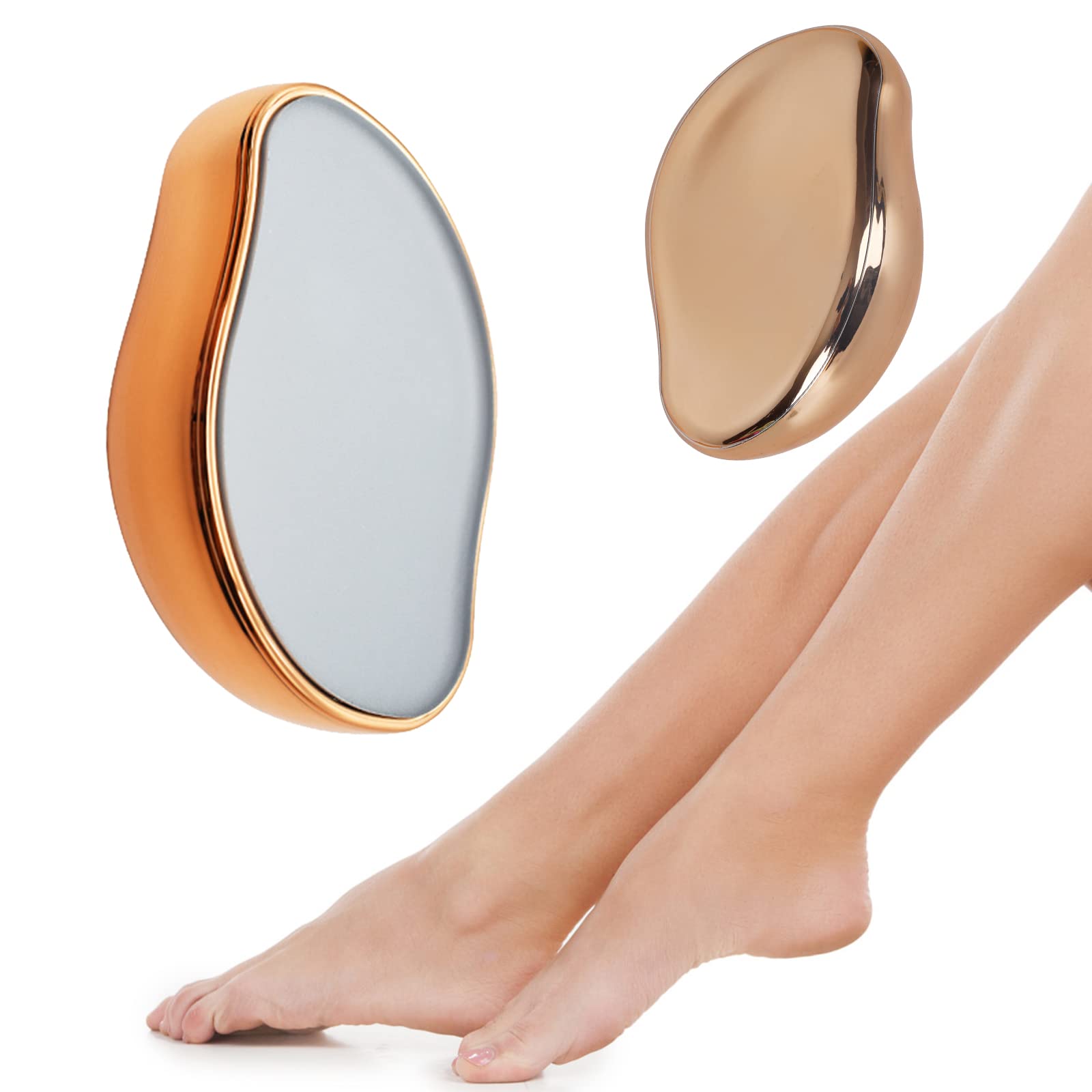 Bleame Crystal Hair Eraser Stone - Painless Magic Hair Removal Tool for Women & Men, Exfoliating Body Hair Remover for Arms, Legs, Back & Any Body Part (Gold) | At-Home Hair Removal & Smooth Skin Solution for Daily Use