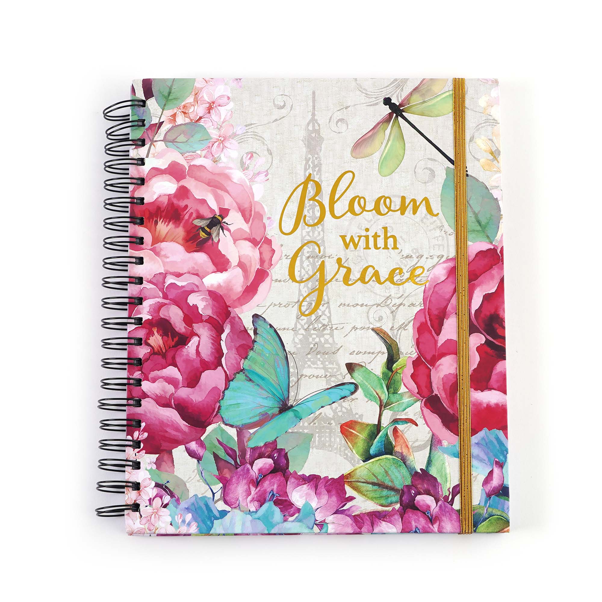 140-Sheet/280-Page Spiral Notebook with Hard Cover & Heart Stamp - Beach & Bloom Designs, 11.25