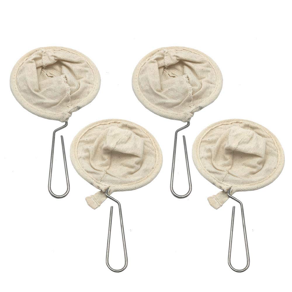 4 Pack Reusable Flannel Coffee Sock Filters with Steel Handle - Portable, Eco-Friendly Coffee Strainers for French Press, Pour Over & Cold Brew at Home or Travel
