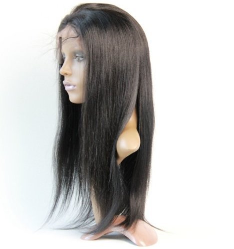 14 Inch Brazilian Virgin Remy Human Hair Full Lace Wig - Yaki Straight Jet Black (#1) | Natural Look for Daily Wear, Cosplay & Special Occasions