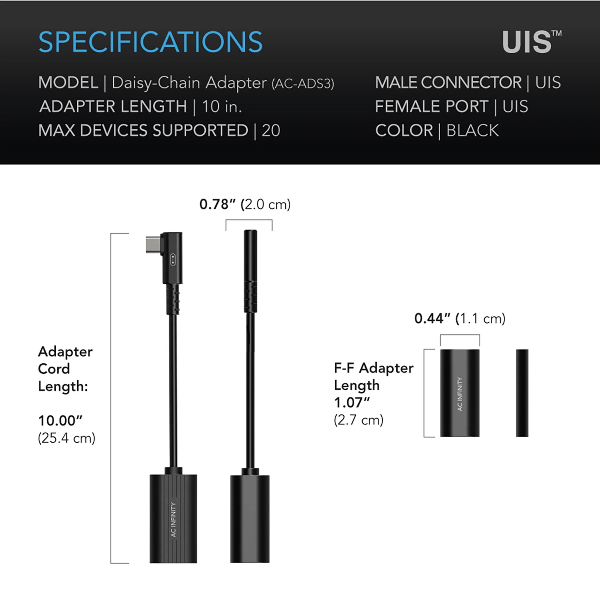 AC Infinity UIS Daisy Chain (AC ADS3) - 4-Port Fan Power Adapter for Grow Tents, Hydroponics & Home Ventilation - Perfect for Indoor Gardening & Cooling Systems