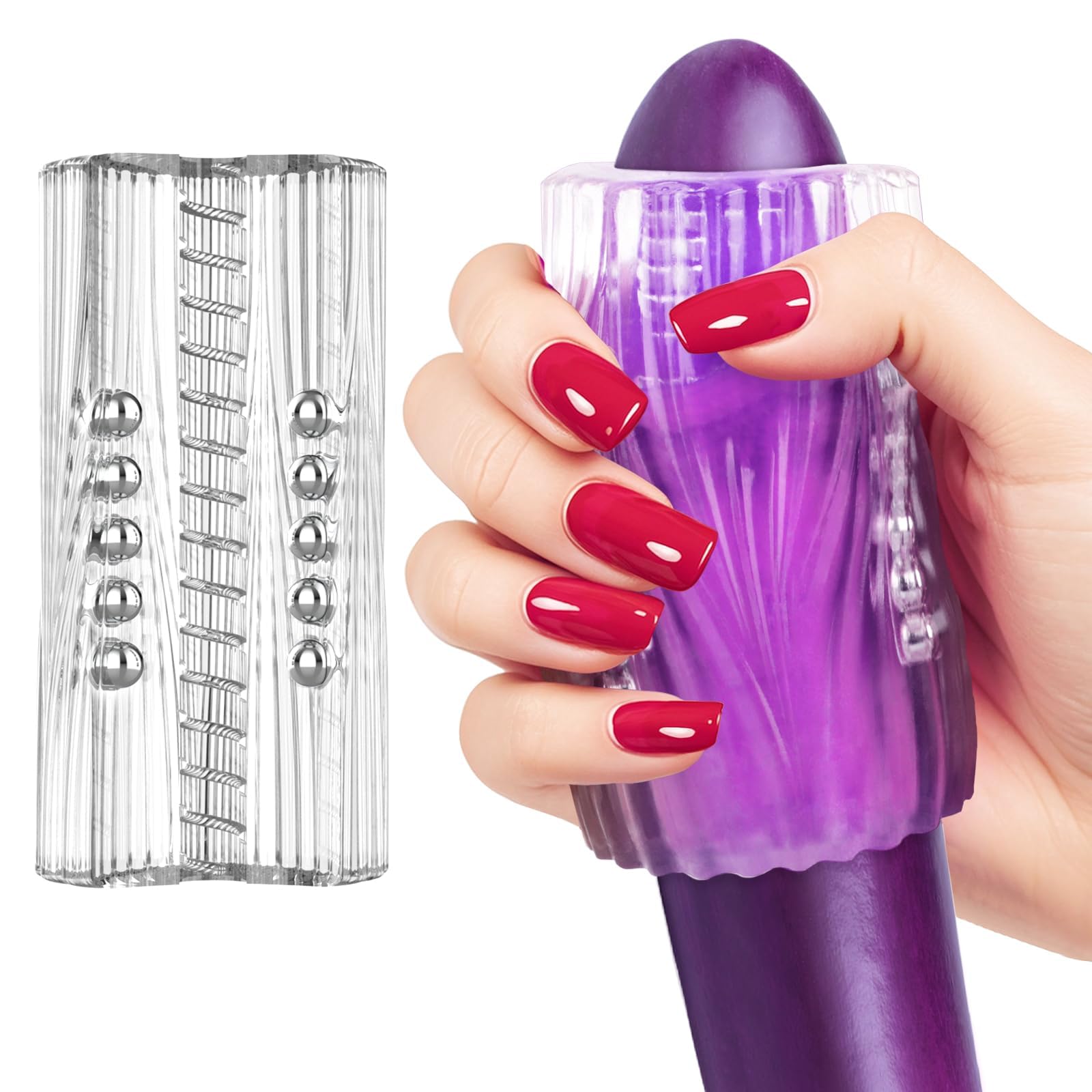 15 Beaded Transparent Male Masturbator - Soft Sucking Penis Sleeve with Vagina Texture | Portable Blowjob Sex Toy for Men | Enhanced Stimulation Points | Perfect for Travel & Discreet Solo Pleasure