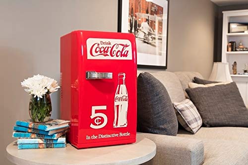 **Coca-Cola Retro 18 Can Mini Fridge - 22L (23 qt) Portable Cooler with 12V DC & 110V AC Cords - Red Travel Fridge for Drinks, Snacks, Lunch - Perfect for Home, Office, Dorm, RV & Road Trips**