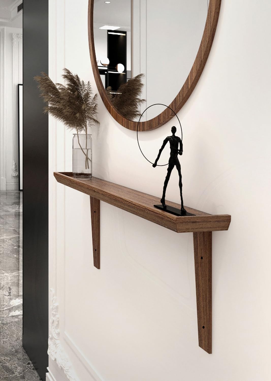 Handmade Modern Rustic Console Hall Shelf - 28 Inch Solid Wood Floating Wall Shelf for Entryway Organization & Home Decor | Perfect for Living Room, Bedroom, or Office Storage & Display