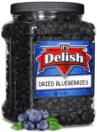 Organic Dried Blueberries by Its Delish | 3 LBS Bulk Dehydrated Wild Blueberries for Baking, Smoothies & Healthy Snacks | Vegan, Gluten-Free, Non-GMO | Perfect for Granola, Yogurt Toppings & Trail Mix