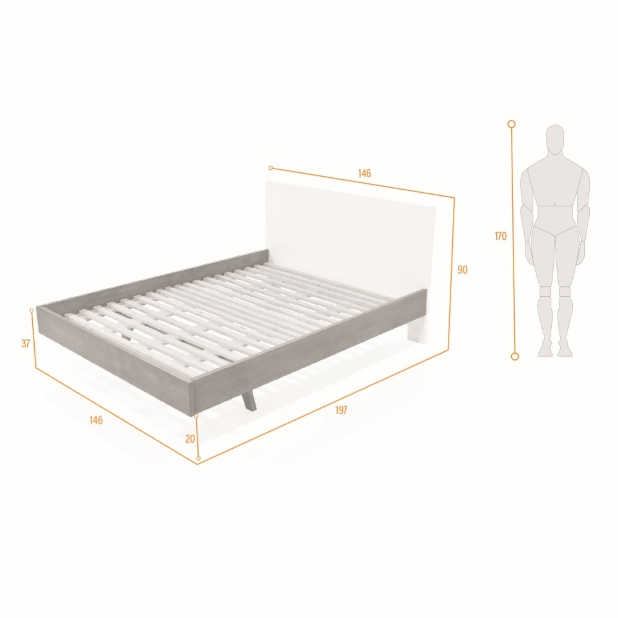Natural White Linen Bed Skirt 57x35 Inches for Double Mattress 55x75 Inches with Headboard - Perfect for Modern Bedrooms and Guest Rooms