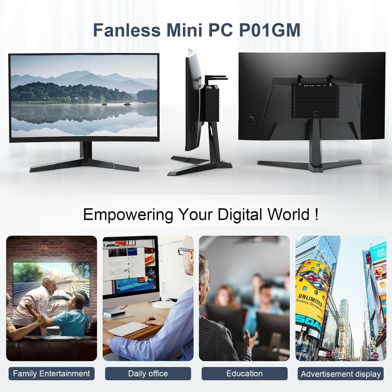 VENOEN Fanless Mini PC 13th Gen Intel Core i7-1355U, 32GB RAM 1TB SSD, Triple Display (HDMI/DP/USB-C), Dual 2.5G LAN, WiFi 6, BT 5.2 - Compact Desktop Computer for Home Office, Digital Signage & Media Center