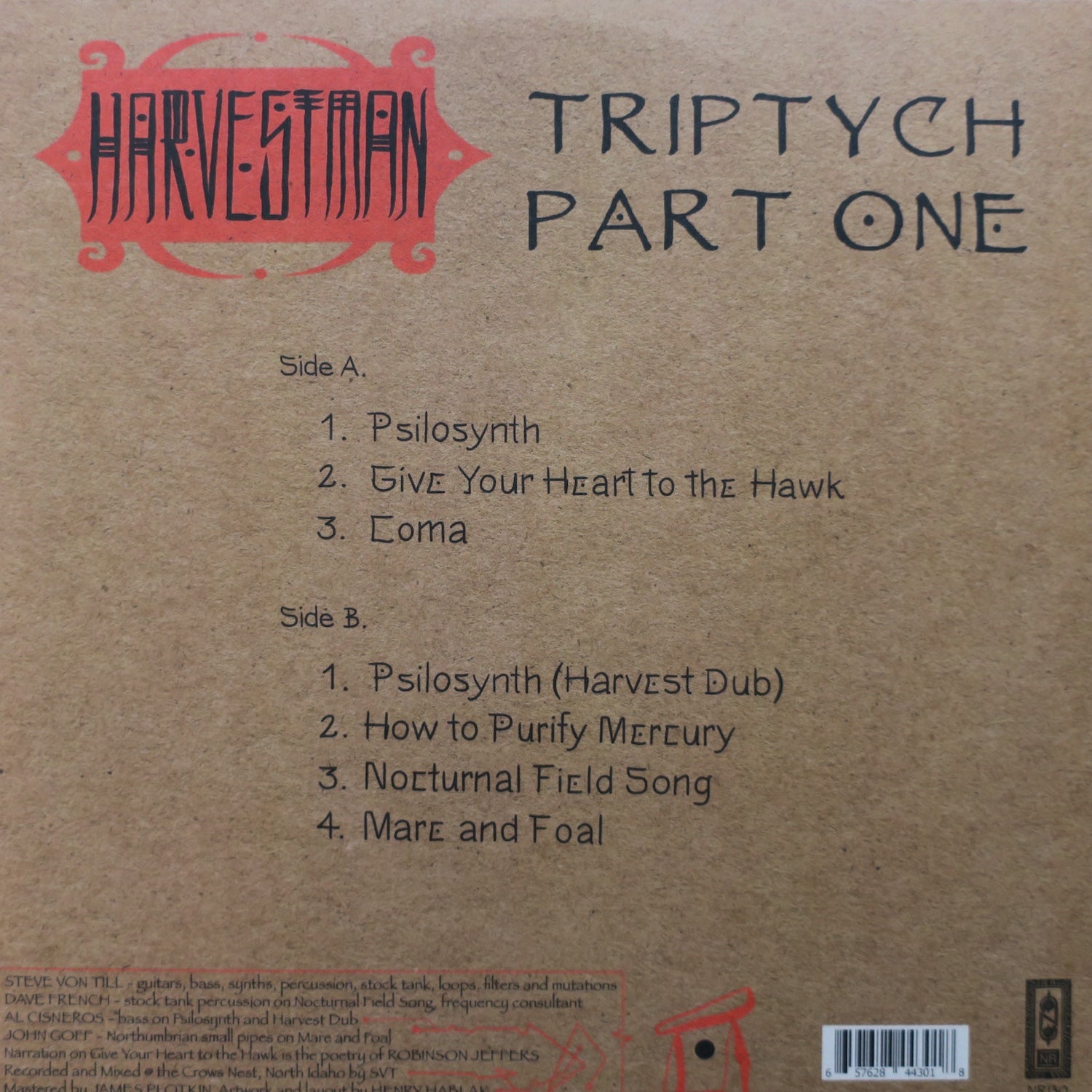 Steve Von Till from Neurosis - HARVESTMAN 'Triptych: Part One' Limited Edition WHITE/BLACK Vinyl LP Record | Alternative Metal Music Collector's Item for Home Listening & Music Enthusiasts