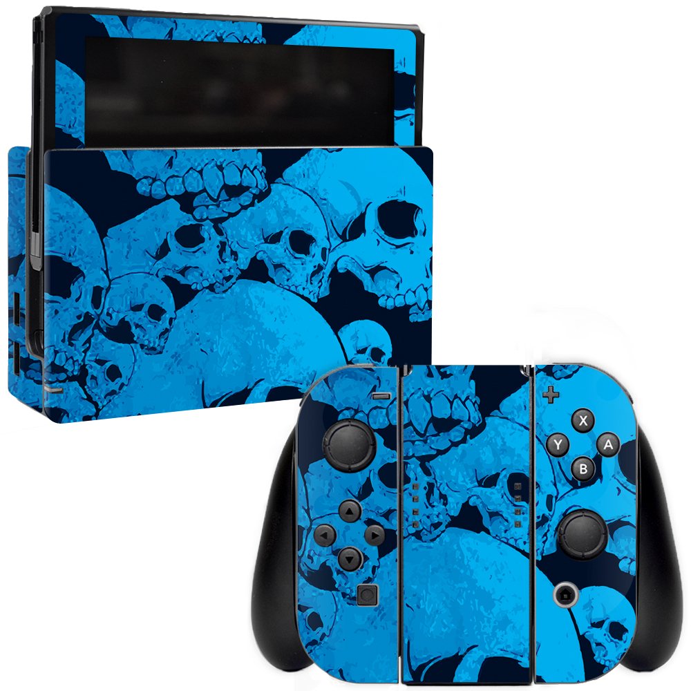 MightySkins Protective Vinyl Skin Decal for Nintendo Switch - Blue Skull Design | Durable, Scratch-Resistant Cover | Easy to Apply & Remove | Made in USA | Perfect for Gaming, Travel & Personalization