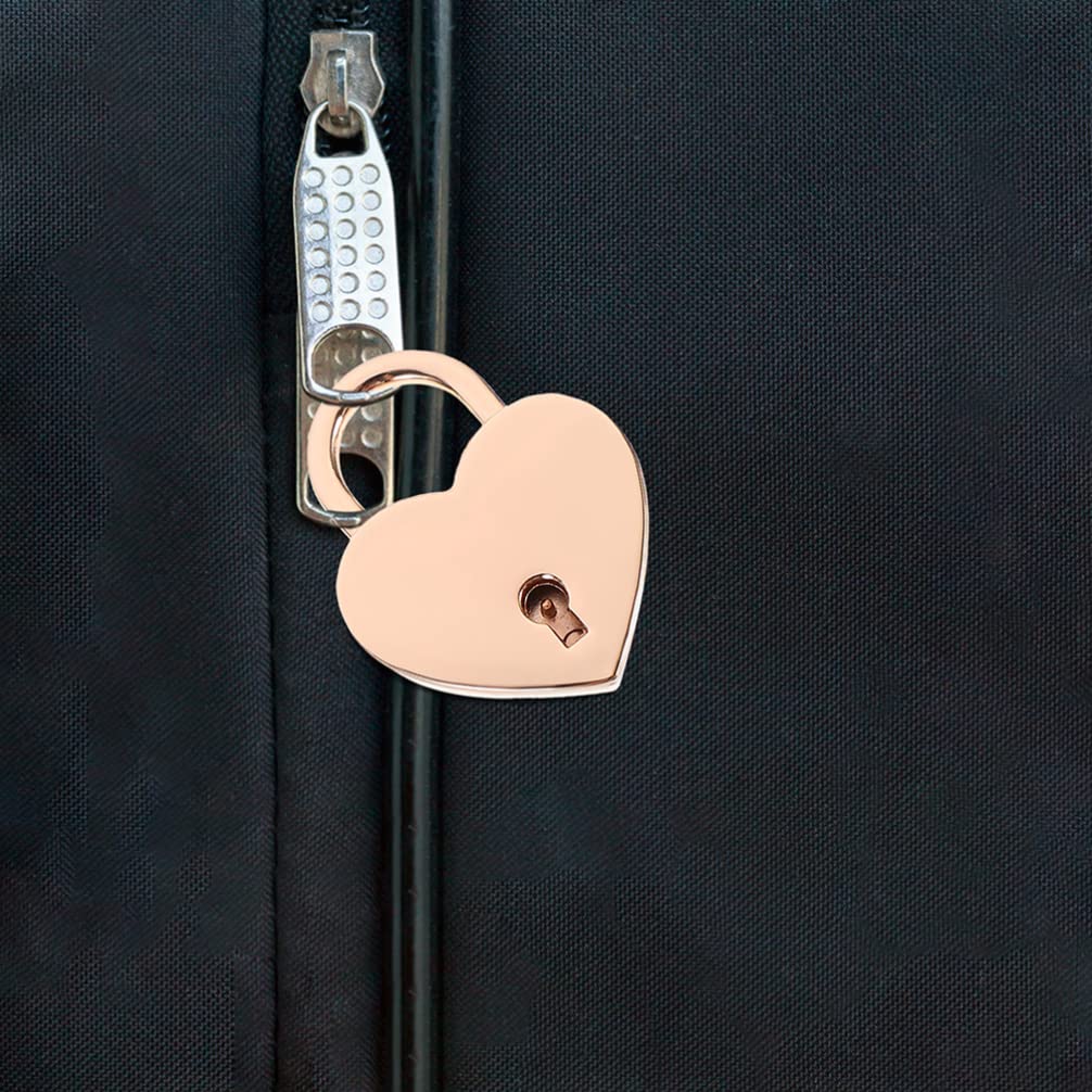 Operitacx 3-Piece Metal Heart Padlock Set - Mini Keyed Locks with Keys for Jewelry Box, Storage Box, Diary & Locker Decor - Golden Small Lock for Gifts, Keepsakes & Romantic Surprises