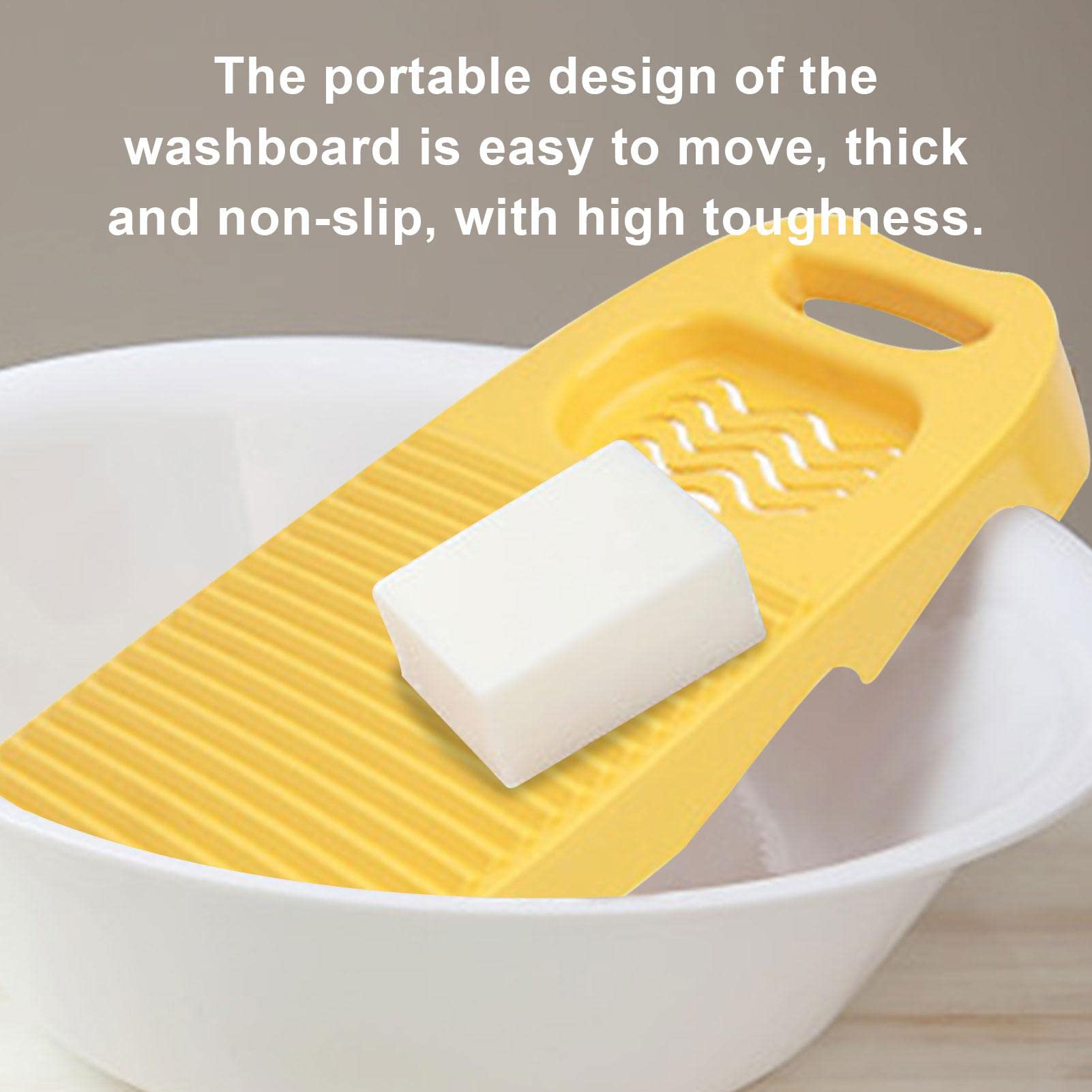 Plastic Washboard Laundry Board - Heavy Duty Hand Washing Tool for Clothes & Delicates | Manual Laundry Cleaning Board for Home, Camping & Emergency Use (Yellow)