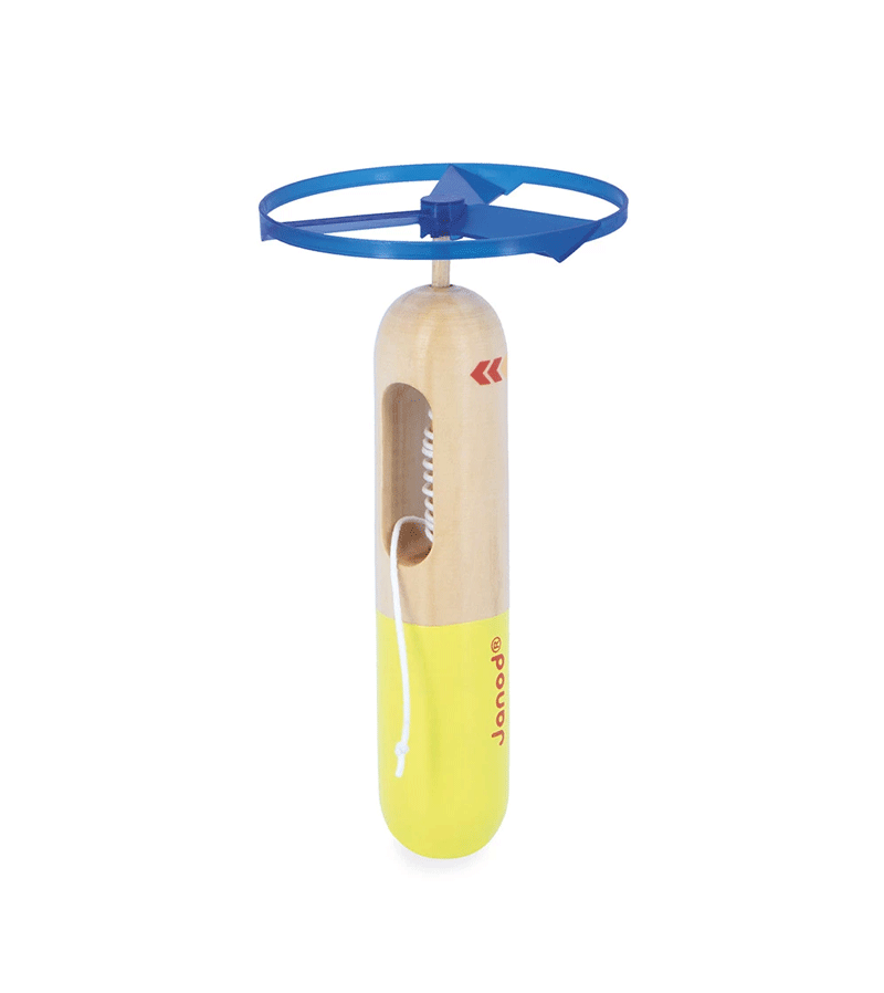 Janod Applepop Propeller Launcher Toy - Fun Outdoor Flying Disc for Kids - Perfect for Backyard Play, Park Games & Family Activities