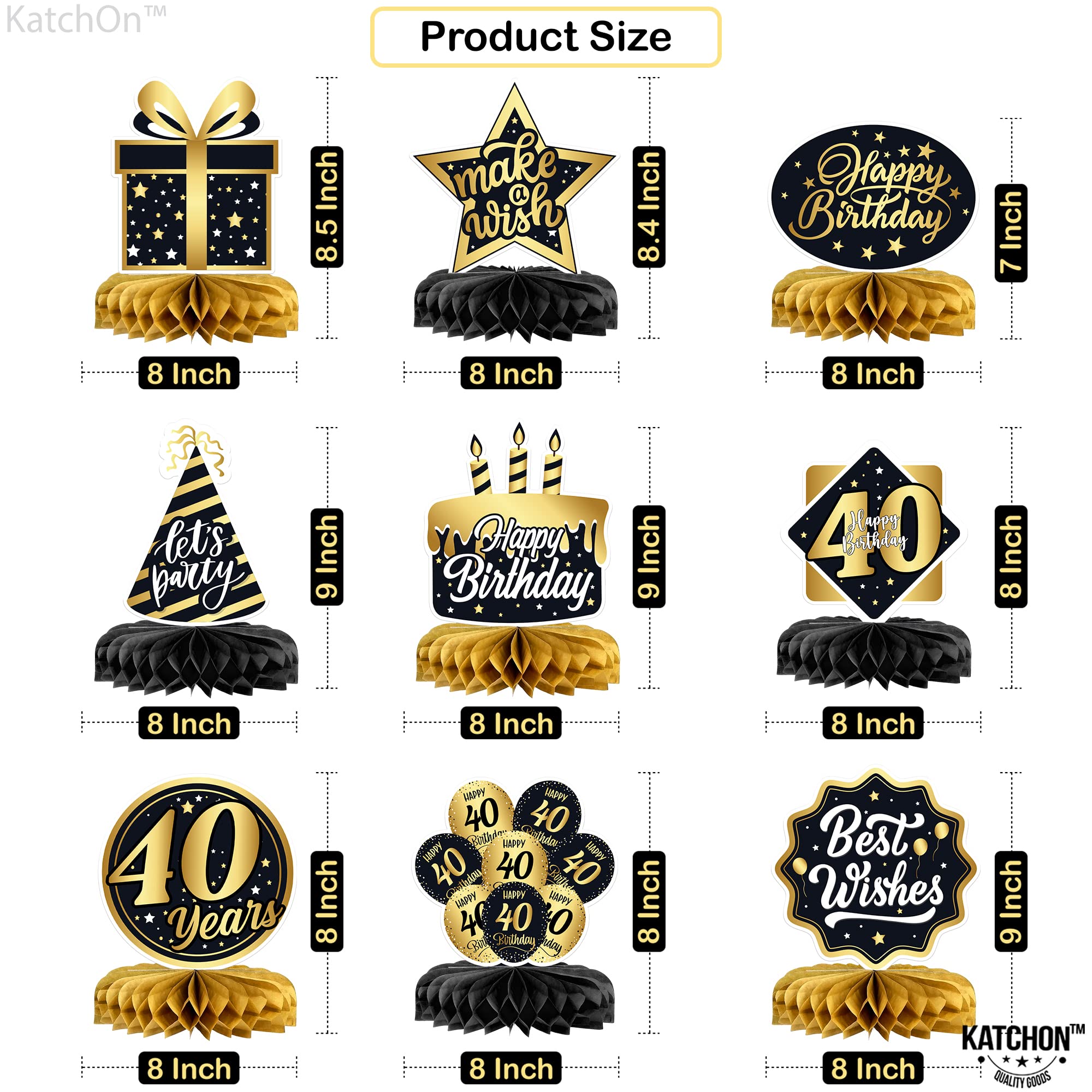 40th Birthday Table Centerpieces - Pack of 9 | Elegant 40th Birthday Decorations for Men & Women | Perfect for Party Tables, Home Celebrations & Milestone Events