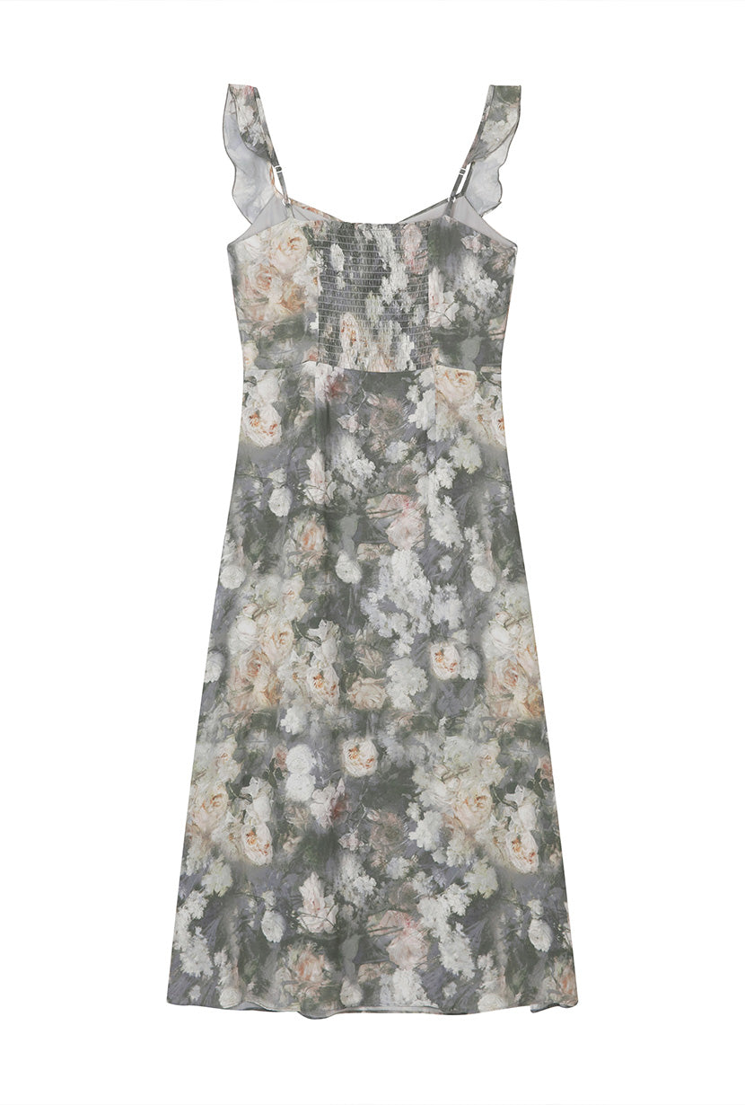 Tiana Dress - Sage Floral Print Women's Maxi Dress | Elegant Boho Summer Dress for Beach, Wedding & Vacation