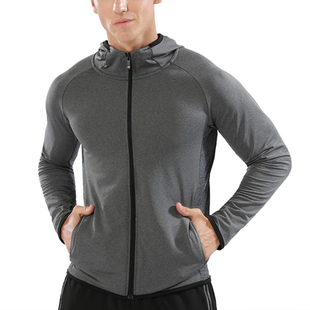 Men's Zipper Running Hoodie - Lightweight Sport Jacket for Fitness & Gym - Breathable Workout Top for Jogging, Training & Outdoor Activities