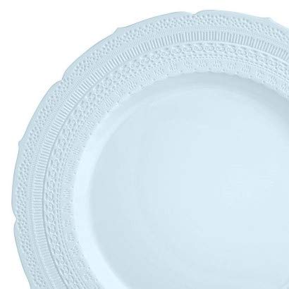 40-Pack Heavyweight Disposable Plastic Plates - 8.25'' Vintage Chateau Blue Appetizer & Dessert Plates for Weddings, Parties & Special Occasions | Elegant Dinnerware for Bridal Showers, Baby Showers & Holiday Gatherings
