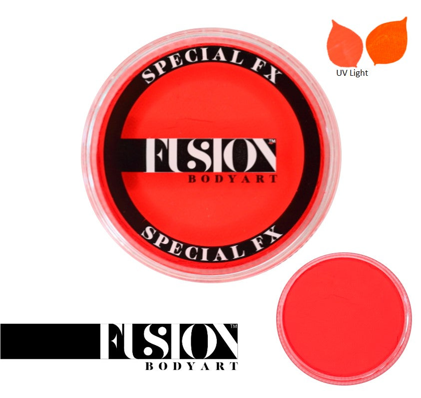 FUSION BODY ART UV Neon Orange 32G Tattoo Ink - Vibrant Long-Lasting Professional Tattoo Ink for Artists, Perfect for UV Blacklight Tattoos and Body Art Designs
