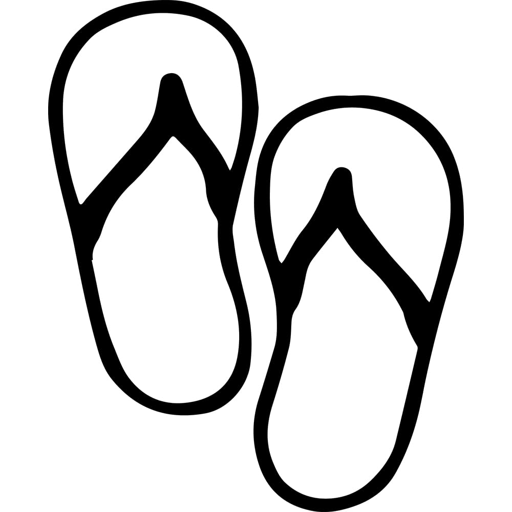Premium Waterproof Vinyl Decal Stickers (Set of 2) - Flip Flops Sandals Design for Laptop, Phone, Helmet, Car Window, Bumper, Mug, Cup, Door & Wall Decoration - Black Color - Perfect for Summer Beach Vibes, DIY Home Decor & Personalized Gifts