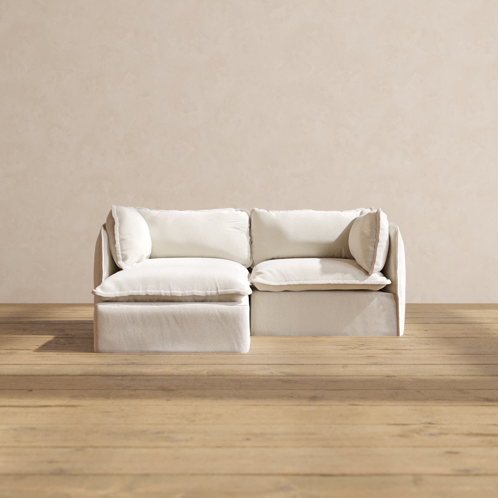 Modular Performance 2-Seater Sectional Sofa in Flour Color | Relaxed Blend Fabric | Perfect for Small Living Rooms & Apartments