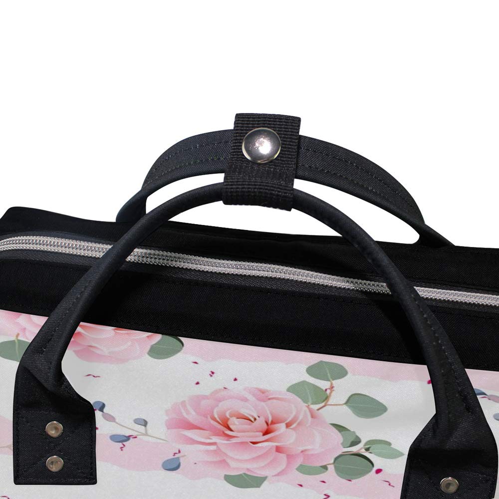 Multifunctional Waterproof Diaper Backpack for Moms - Large Capacity Baby Nappy Bag with Pink Stripes & Floral Design | Perfect for Nursing, Travel & Everyday Use