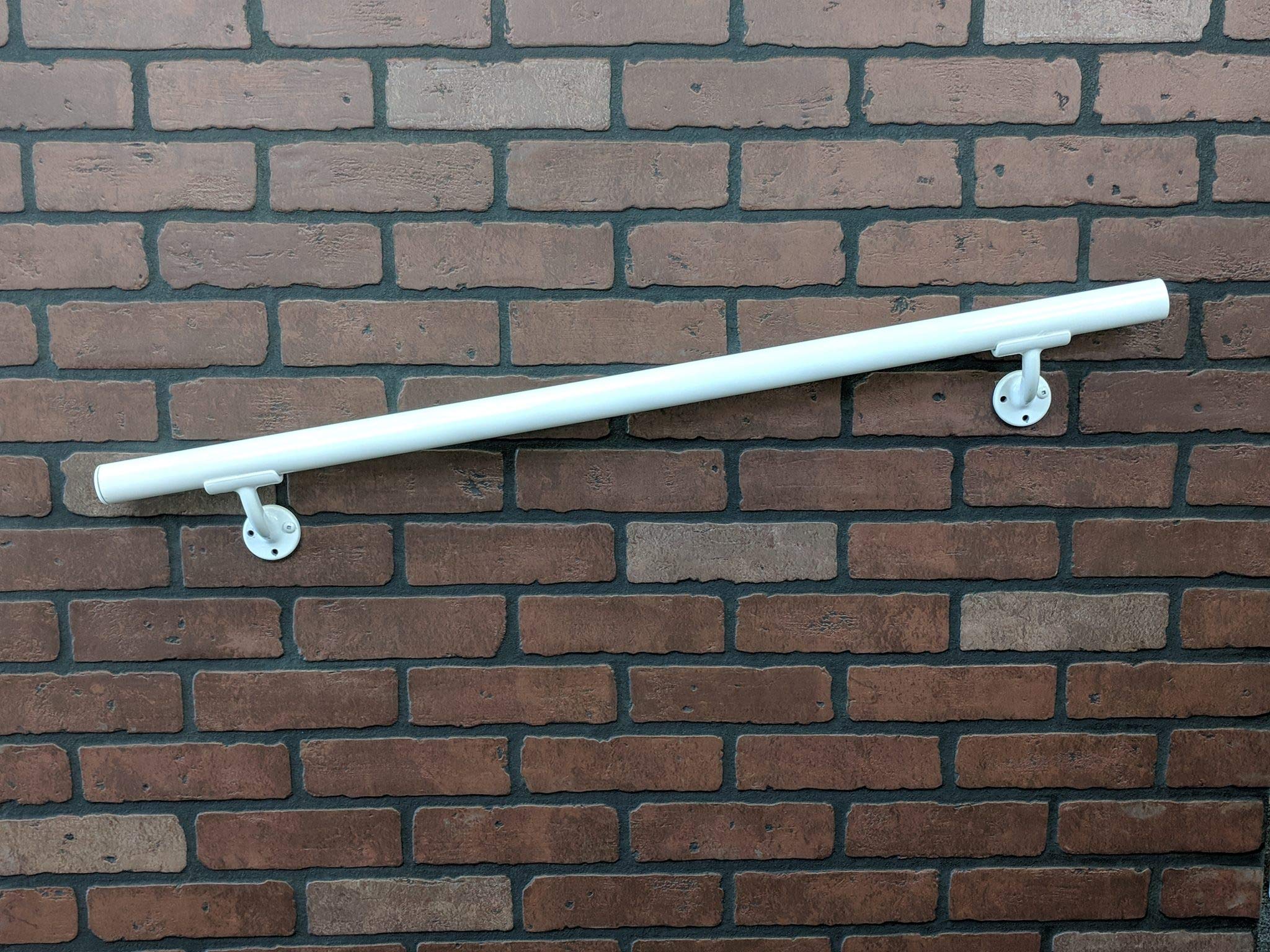 OHR 14' White Handrail Section with Mounts - USA Made Easy Install Indoor/Outdoor Stair Railing for Porch, Deck & Home Safety