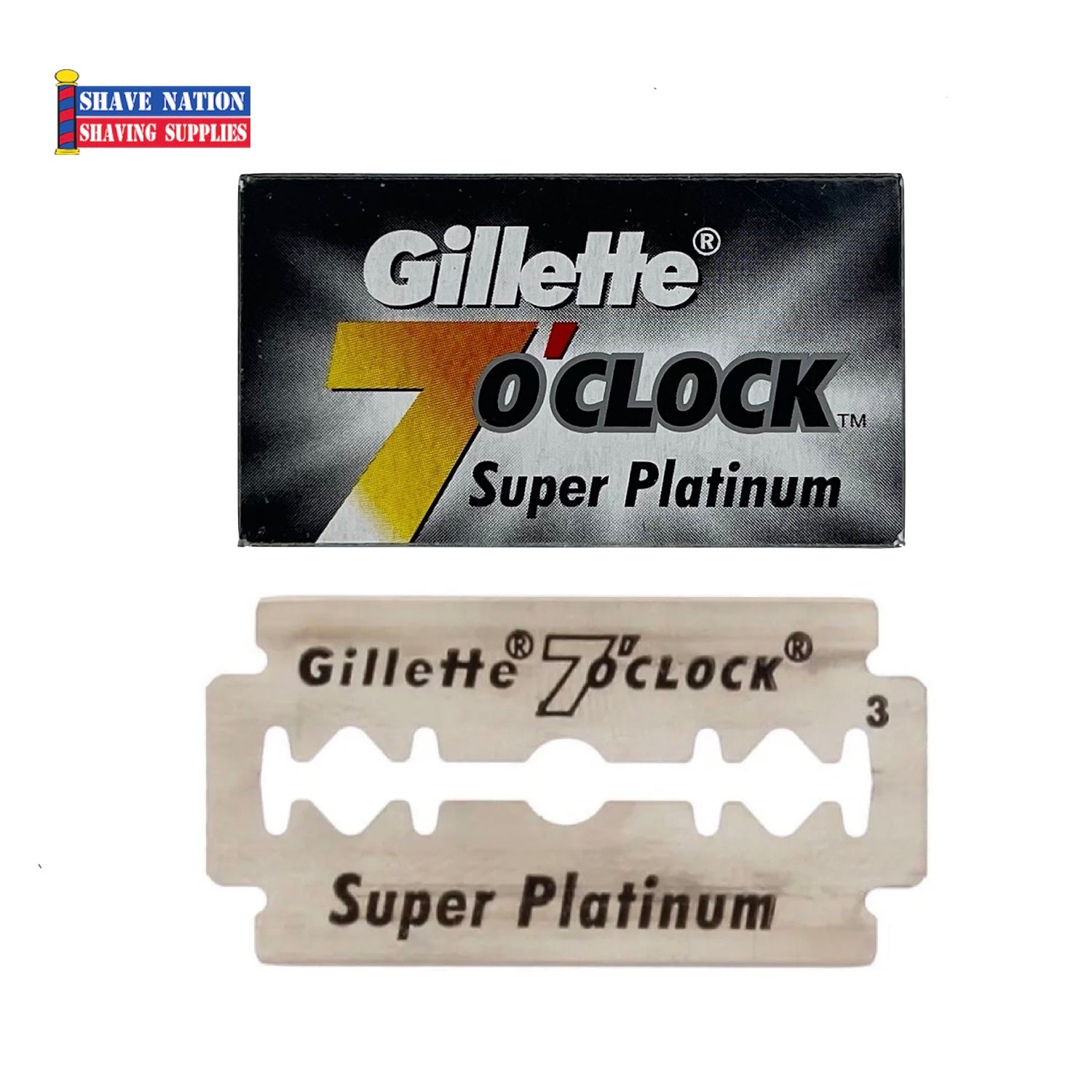 Gillette 7 O'Clock Super Platinum Double Edge Safety Razor Blades - 5 Pack (Black) - Ultra Sharp Stainless Steel Blades for Men's Shaving & Grooming - Perfect for Sensitive Skin & Close Shaves