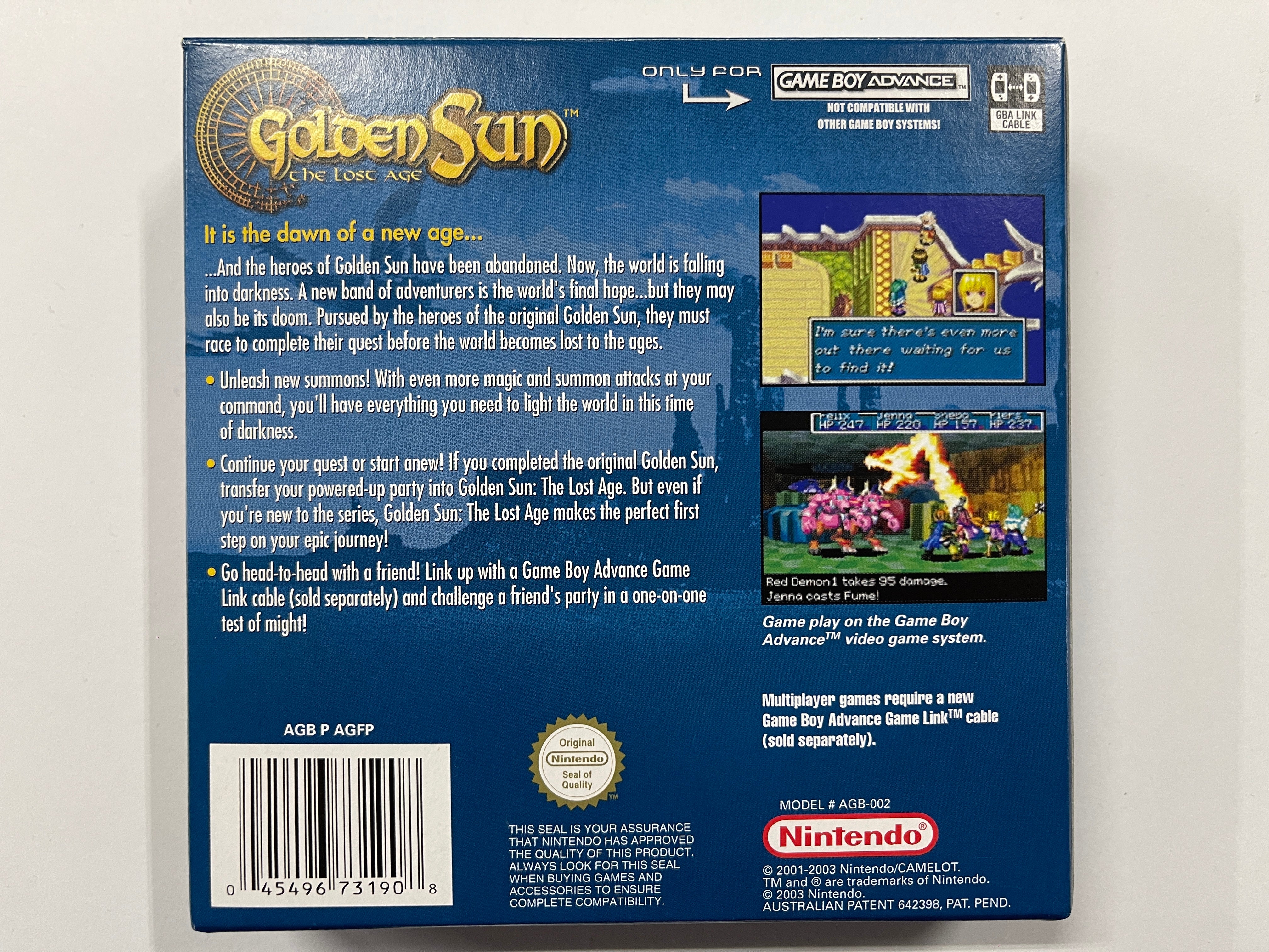 Golden Sun The Lost Age Complete In Box - GBA Game with Manual & Map - Perfect for Retro Gaming Collectors and Nintendo Fans
