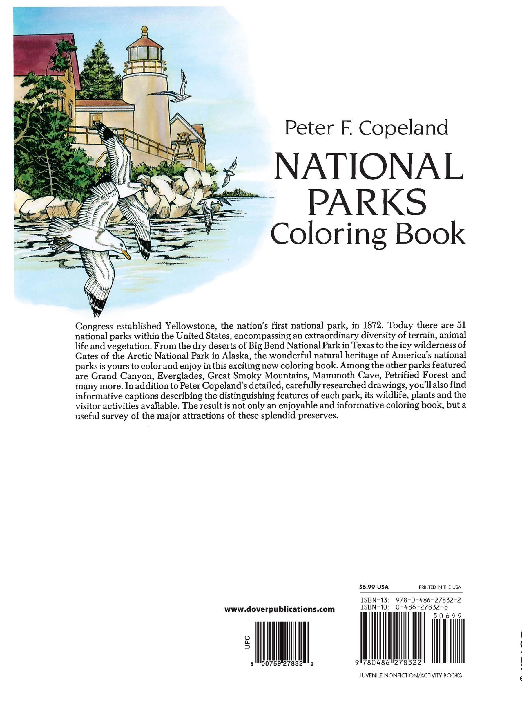 **National Parks Coloring Book for Adults & Kids - Dover Nature Coloring Book with Scenic Landscapes, Wildlife & Plants - Perfect for Relaxation, Travel & Education**