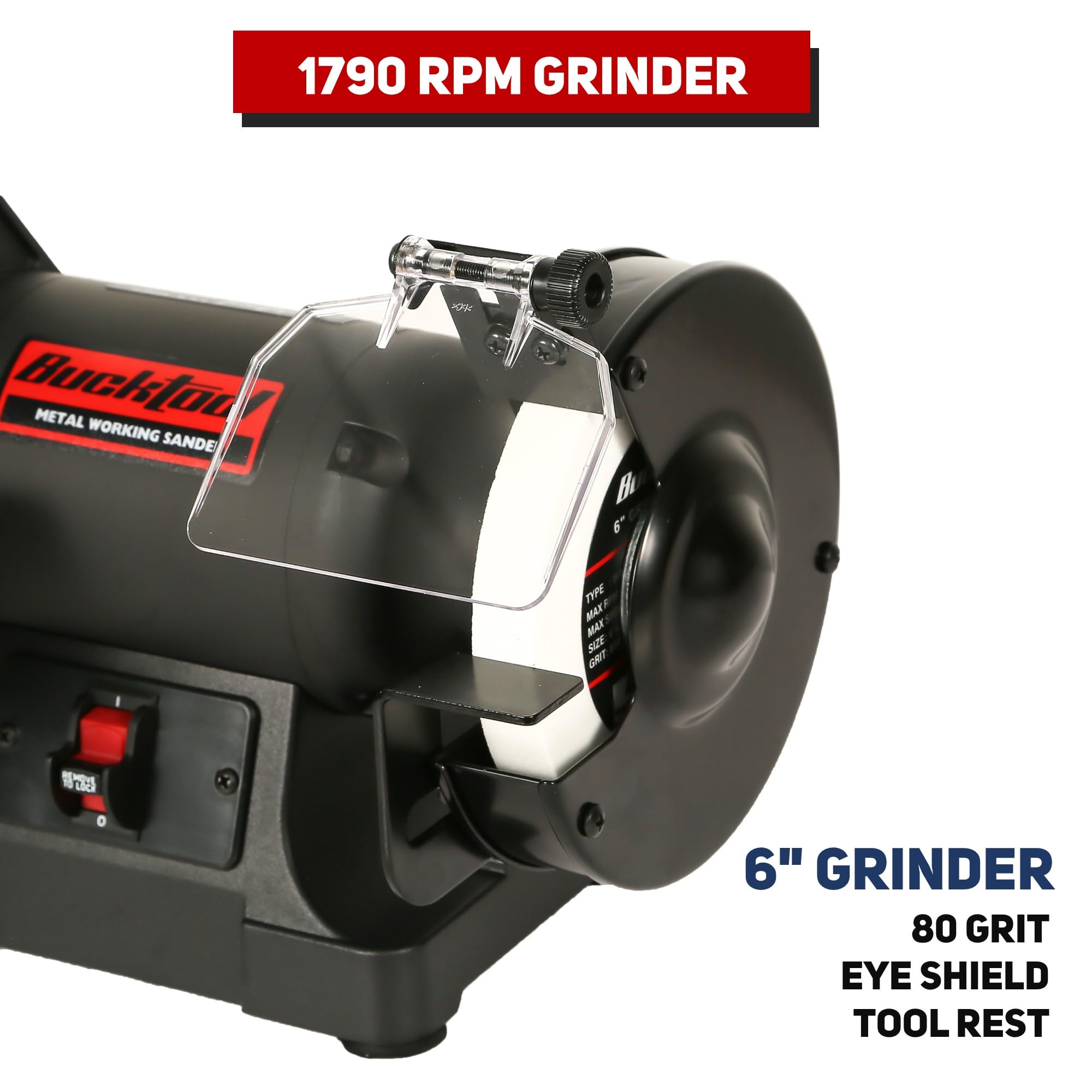Bucktool 1x30 Inch Belt & 6 Inch Disc Sander Combo - 1/3 HP Low Speed Bench Grinder for Knife Making, Sharpening, Woodworking & Metalworking - Perfect for DIY Projects, Home Workshops & Professional Use