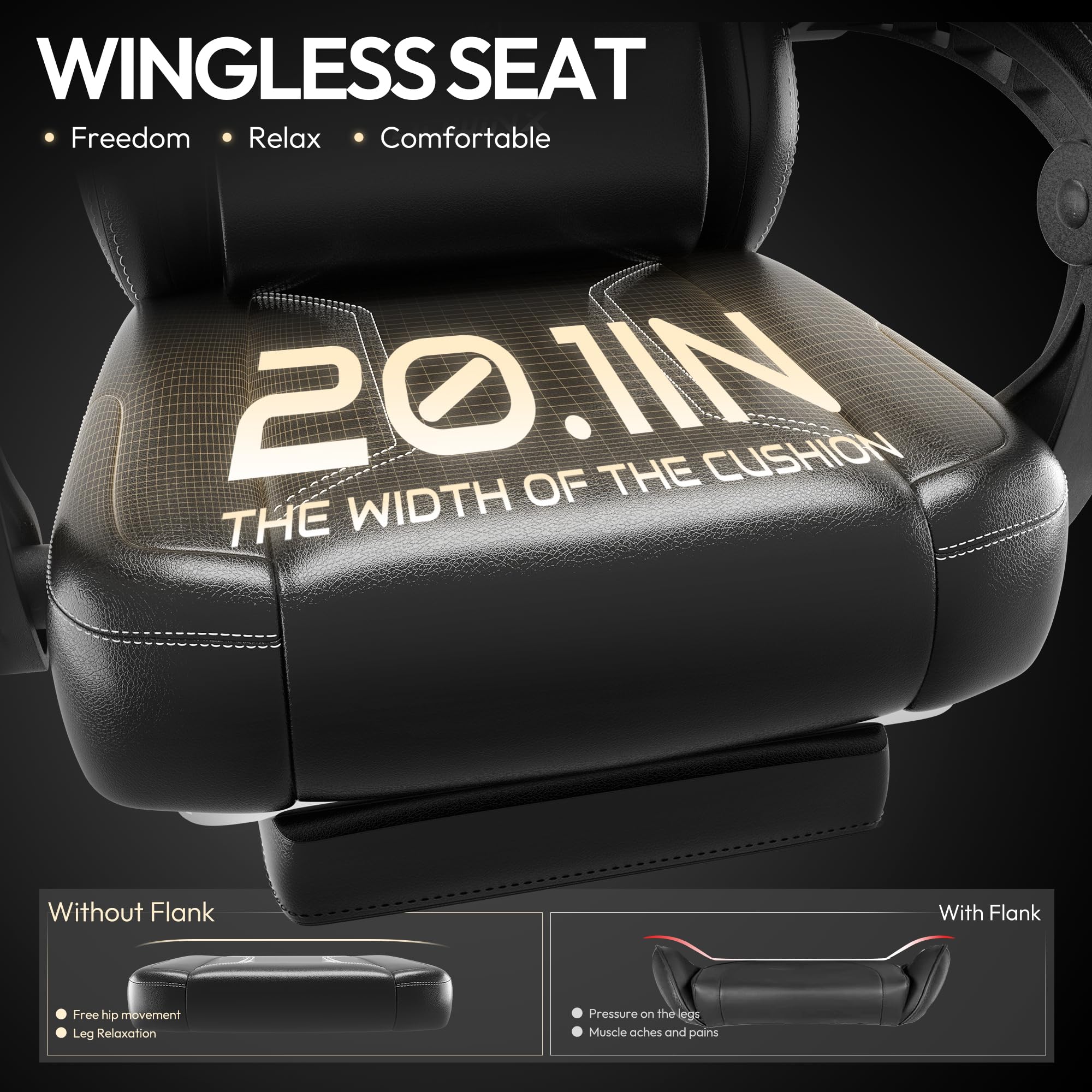 Dowinx Ergonomic Gaming Chair with Pocket Spring Cushion & Massage Lumbar Support - High Back Office Computer Chair with Footrest for Adults, 300LBS Weight Capacity (Black) - Perfect for Long Gaming Sessions, Work from Home & Esports