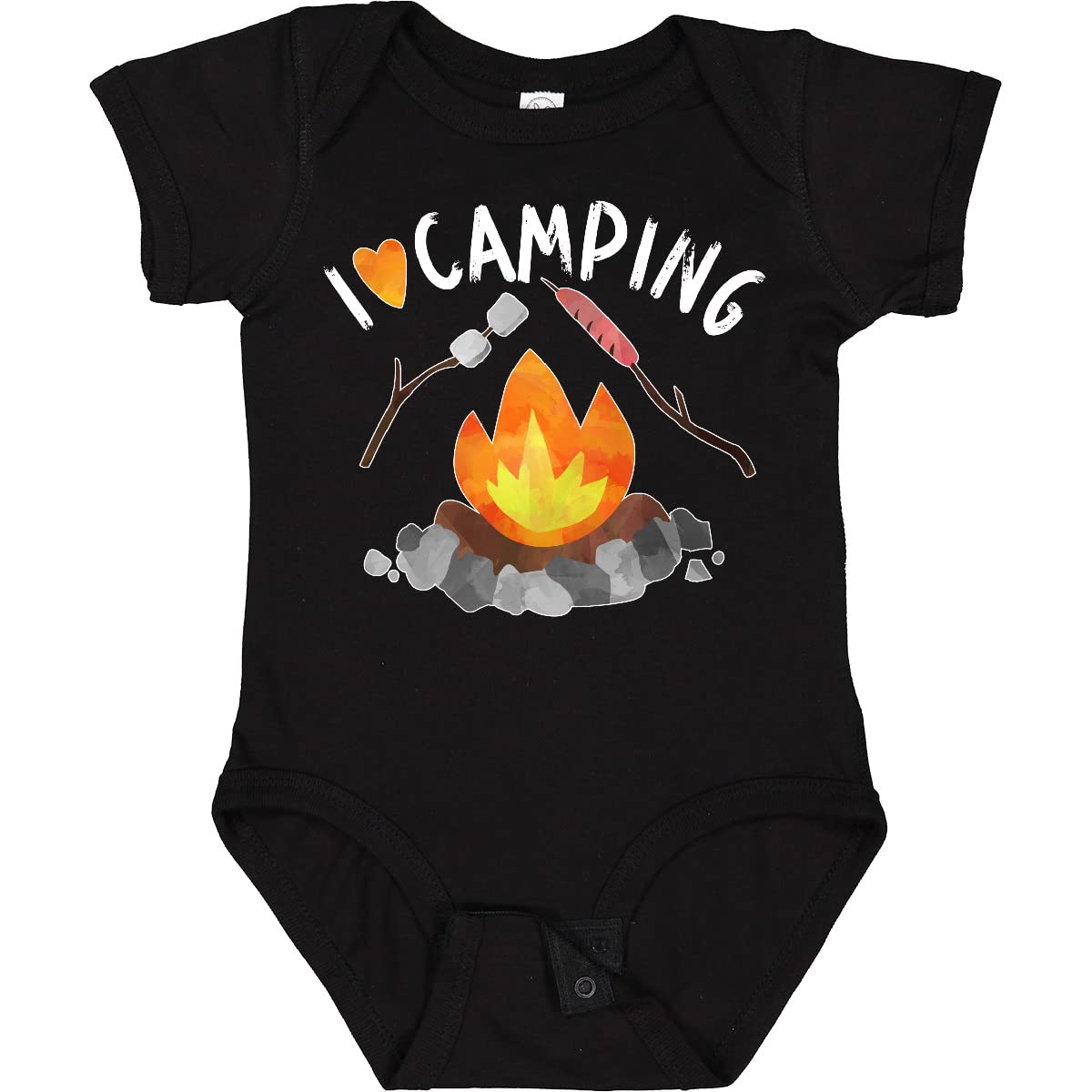 Inktastic I Love Camping Baby Bodysuit - Cute Campfire, Hot Dog & Marshmallows Design for Infants & Toddlers - Perfect for Outdoor Adventures, Family Camping Trips & Nature Lovers