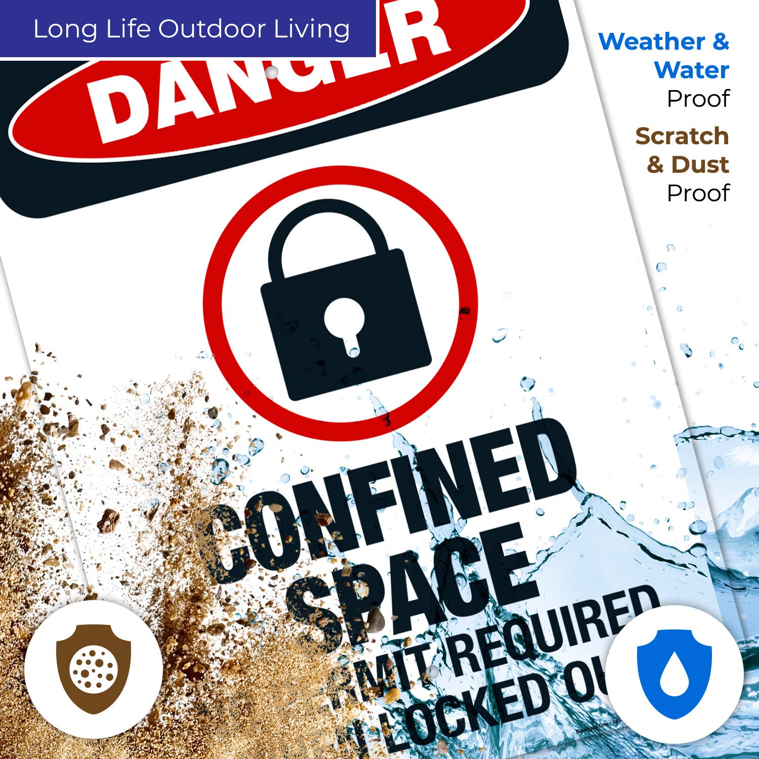 OSHA Danger Sign - Confined Space No Permit Required When Locked Out, 18x24 Inches Rust-Free Aluminum Safety Sign, Fade-Resistant for Indoor/Outdoor Use | Made in USA | Perfect for Construction Sites & Industrial Facilities
