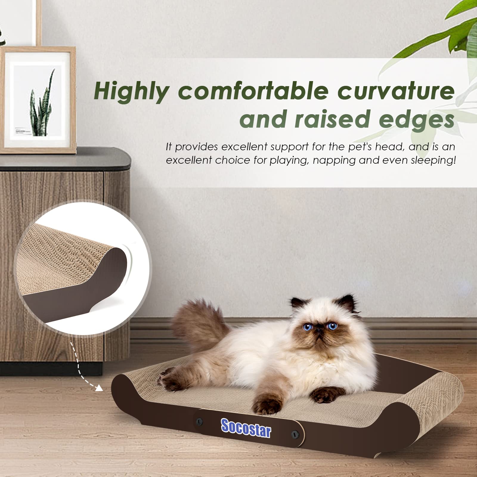 Extra Large Cat Scratcher Sofa Bed 27.6 x 11 Inches - 100% Recycled Cardboard Cat Scratching Pad for Indoor Cats - Durable Cat Lounge & Scratch Toy - Perfect for Playtime, Napping & Protecting Furniture
