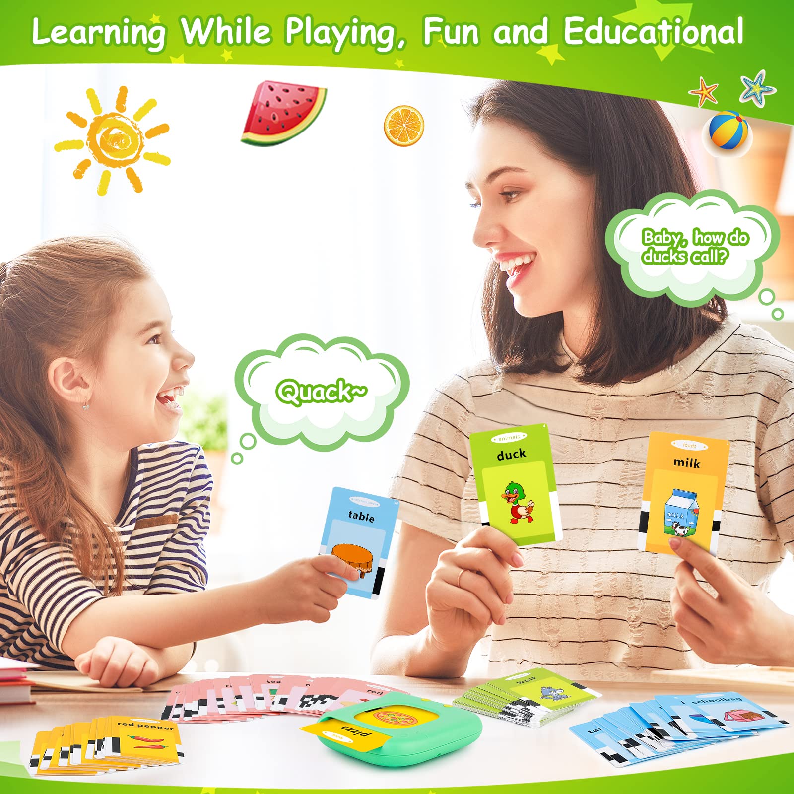 Talking Flash Cards for Toddlers 1-3 Years | Autism Sensory & Montessori Learning Toys with 224 Sight Words | Speech Therapy Toys for Kids 1-5 | Perfect Educational Gift for Boys & Girls | Ideal for Home Learning & Classroom Activities