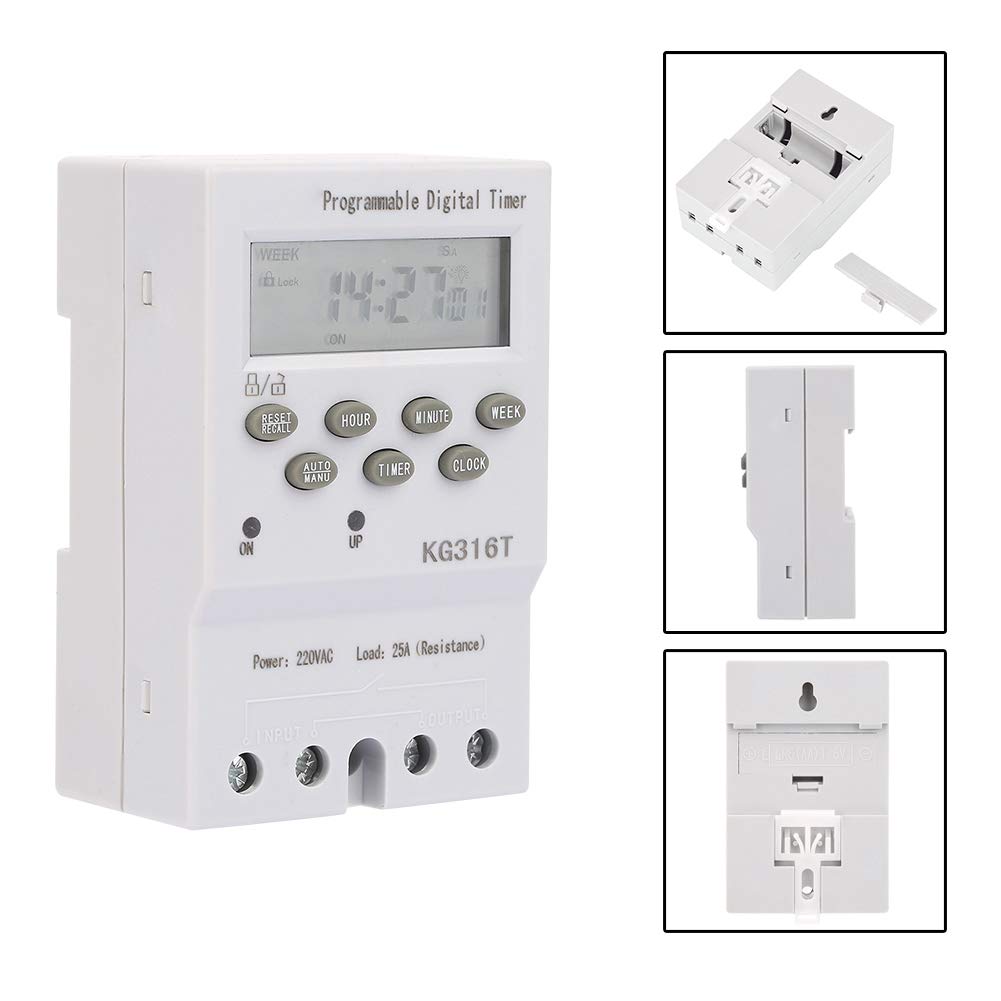 Programmable Digital Timer Switch 220V - KG316T Microcomputer Control for Precise Timing, Indoor Automatic Wall Light Switch for Bathroom Fans, Lights & Motors | Perfect for Home Automation & Energy Saving