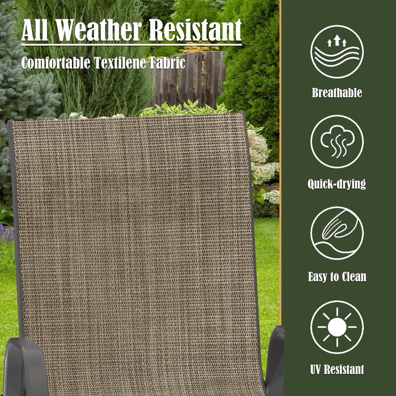 Amopatio 5-Piece Outdoor Dining Set with Textured Glass Tabletop & 4 Stackable Chairs - Patio Furniture for Balcony, Porch, Lawn (Brown) | Perfect for Backyard BBQs, Garden Parties & Outdoor Entertaining