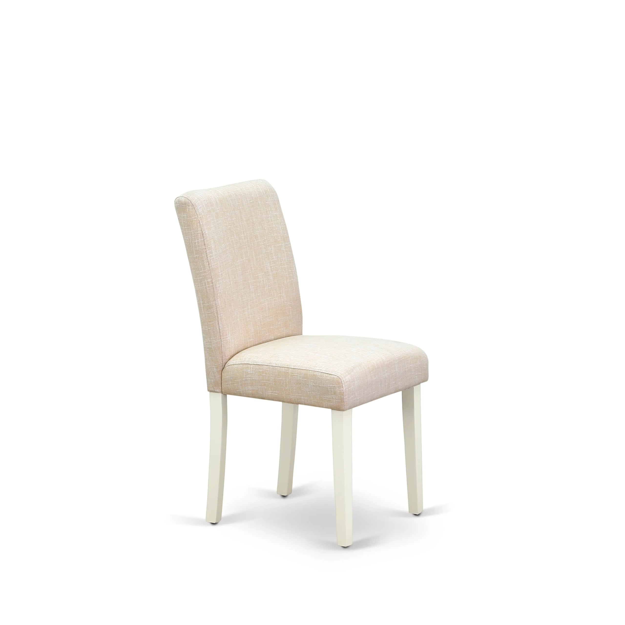 East West Furniture VAAB5-LWH-02 5-Piece White Linen Dining Set - 40x76 Inch Oval Table with Butterfly Leaf & 4 Light Beige Fabric Parsons Chairs - Perfect for Kitchen, Breakfast Nook & Small Space Dining Rooms