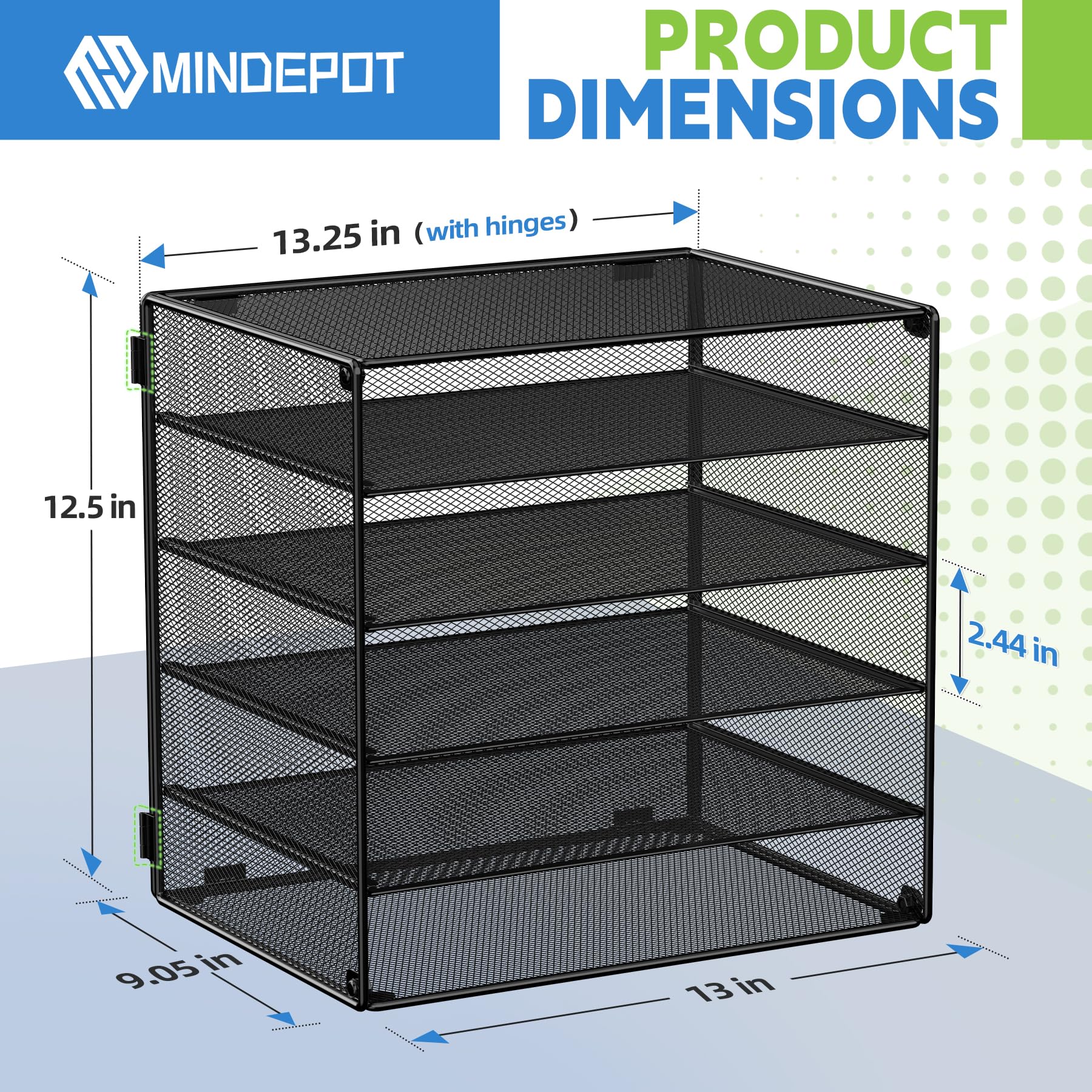 6 Tier Metal Desk Organizer - Black Paper Tray & File Holder for Office, School, Home | Workspace Storage Solution for Documents, Folders, Mail | Perfect for Clutter-Free Desk Organization