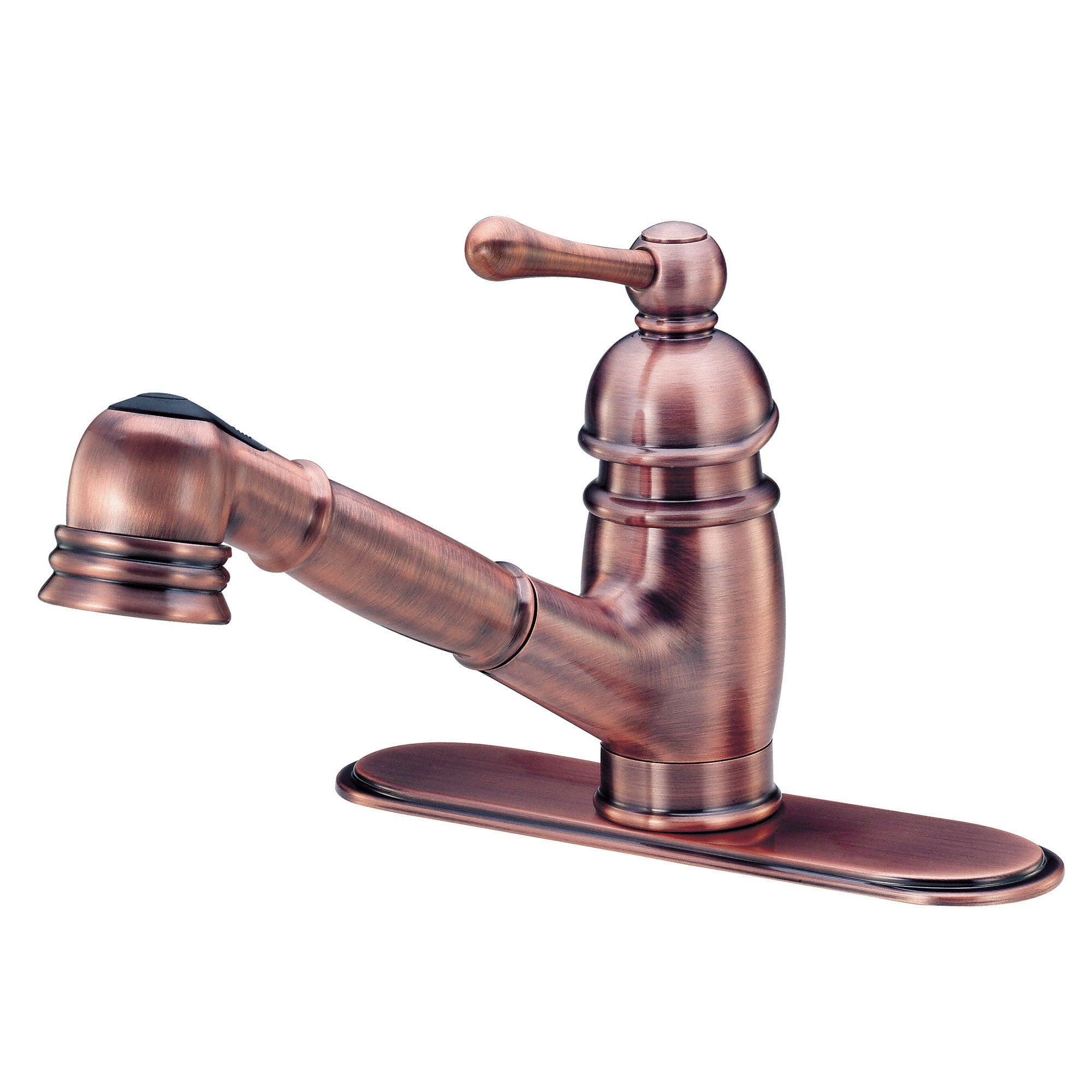 Danze Opulence Antique Copper Single Handle Pull-Out Kitchen Faucet with Sprayer - Modern Farmhouse Sink Faucet for Kitchen Remodel & Home Upgrade