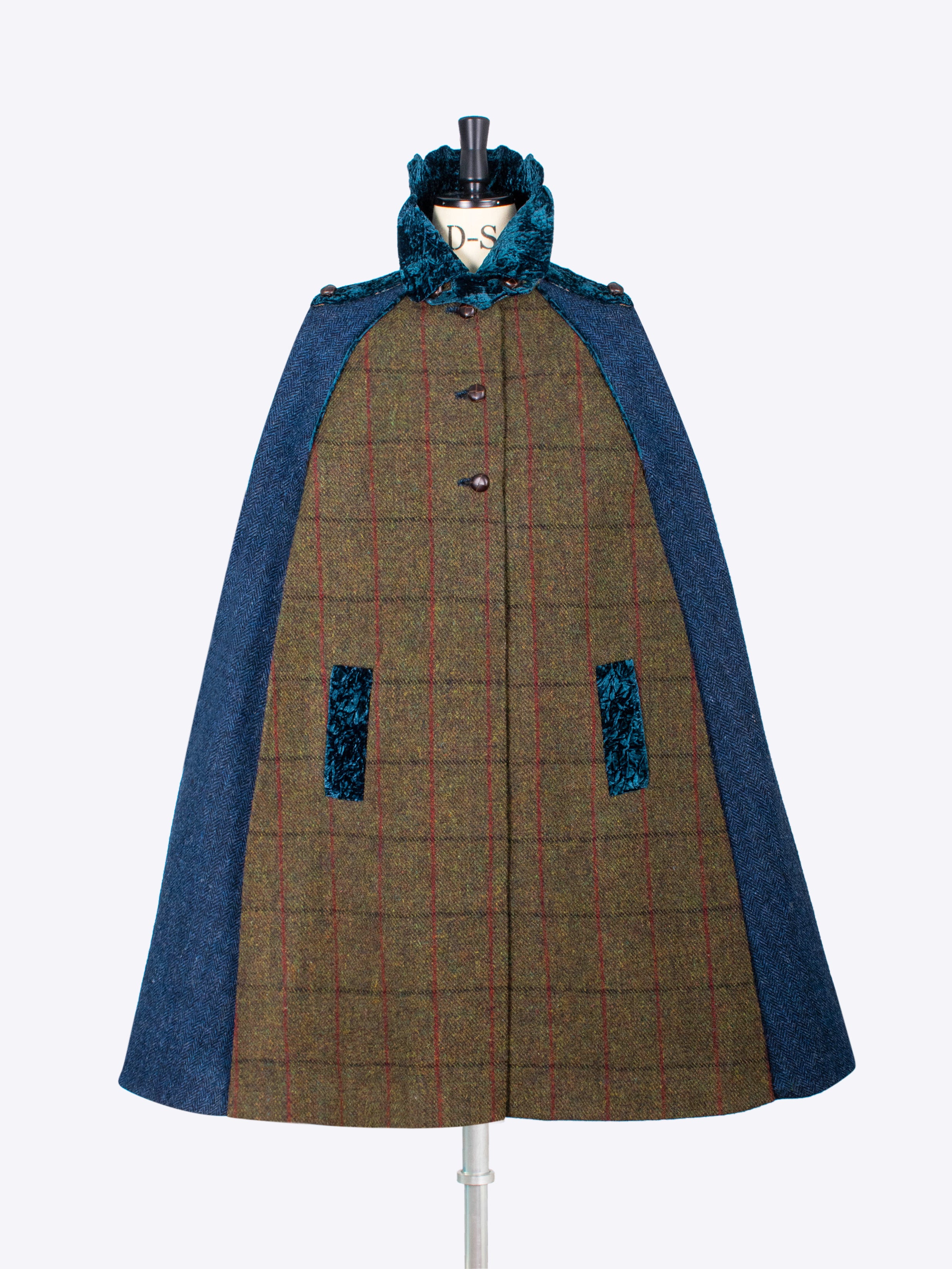Elegant Scallop Collar Cape for Women - Stylish Green & Navy Shawl Wrap - Perfect for Evening Parties, Weddings, and Formal Events