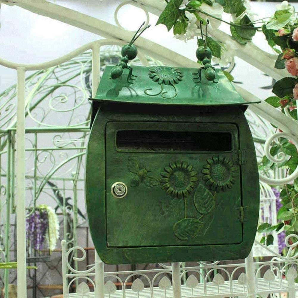 Vintage Waterproof Outdoor Mailbox with Lock - Rustic Wall Mount Letter Box for Villa, Garden, and Patio - Perfect for Home, Farmhouse, and Countryside Use