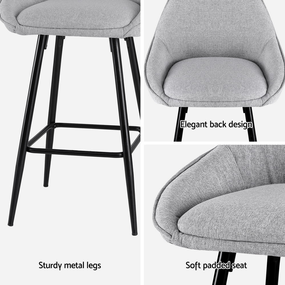 2 Pack Upholstered Bar Stools - Adjustable Height Counter Stools for Kitchen, Dining Room & Home Bar - Comfortable Padded Seat with Metal Base - Perfect for Breakfast Nook, Island & Entertainment Areas