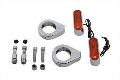 V-Twin 33-0913 Motorcycle Turn Signal Kit - Front Mount with 39mm Fork Clamps - Universal Fit for Harley, Cruiser & Chopper Bikes - Enhance Visibility & Safety for Night Riding