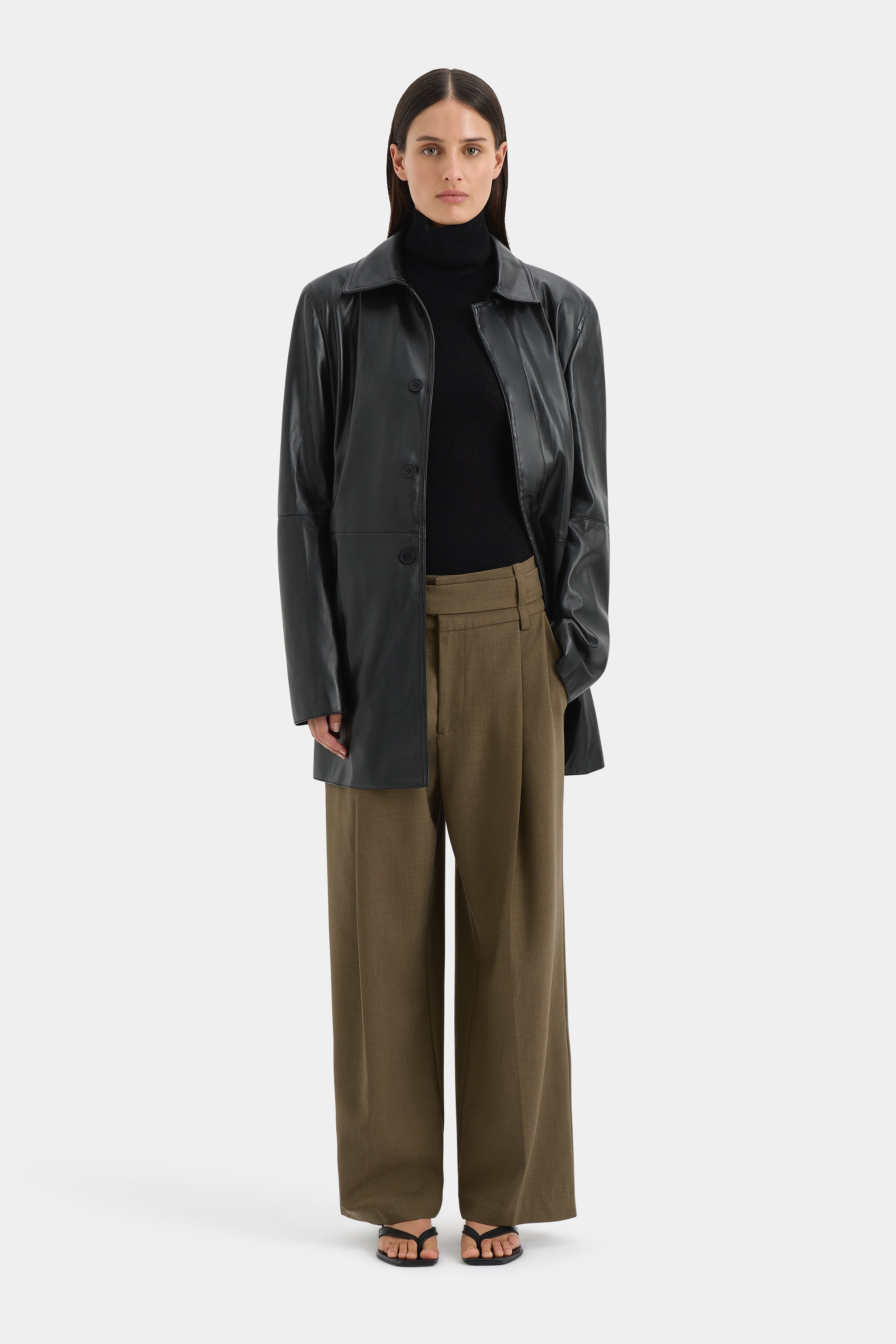 Brera Coat for Women - Classic Black Wool Blend Trench Coat with Belt | Perfect for Office, Business, and Formal Occasions