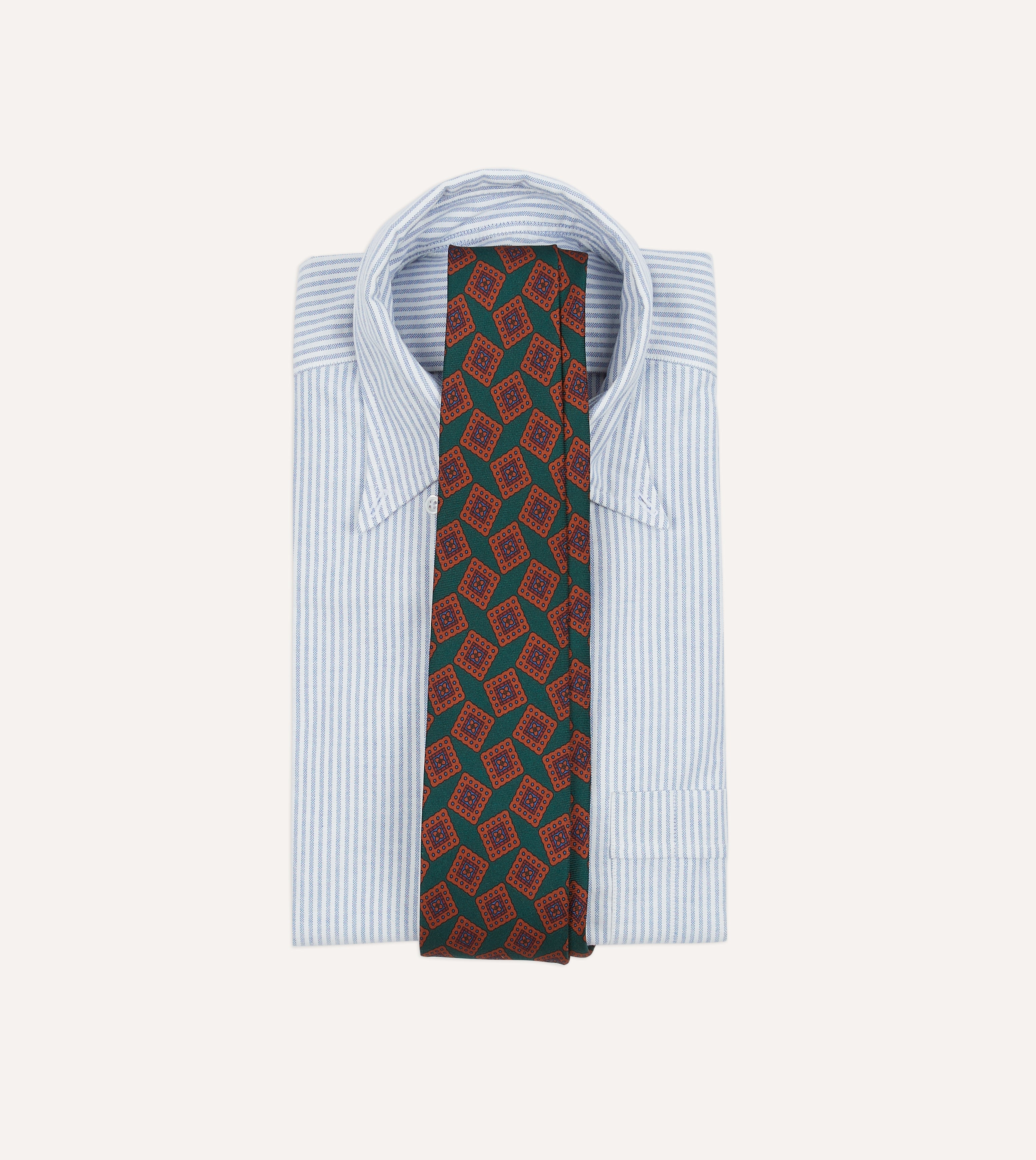 Elegant Green and Brown Jumbled Tile Print Silk Twill Necktie - Perfect for Business Meetings, Weddings & Formal Occasions