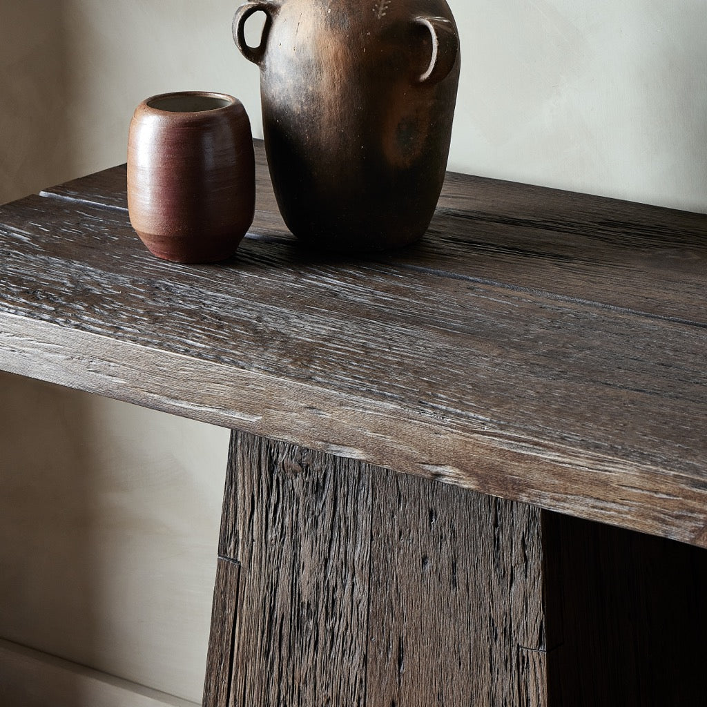Atlas Console Table - Smoked Alder Wood Entryway Table | Narrow Hallway Sofa Table for Small Spaces | Perfect for Home Decor & Apartment Living