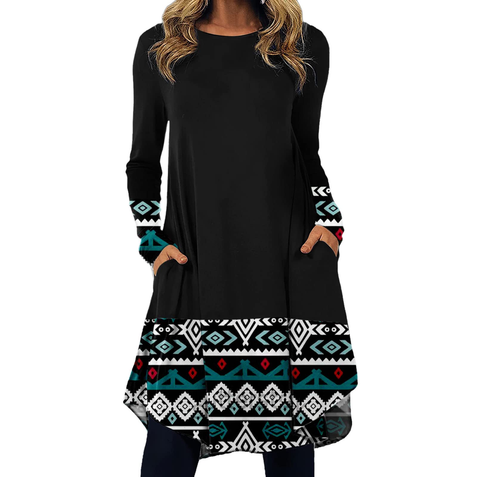 Women's Short Sleeve Midi Dress - Western Boho Ethnic Style Casual Summer Dress with Irregular Hem | Perfect for Beach Vacations, Music Festivals & Everyday Wear
