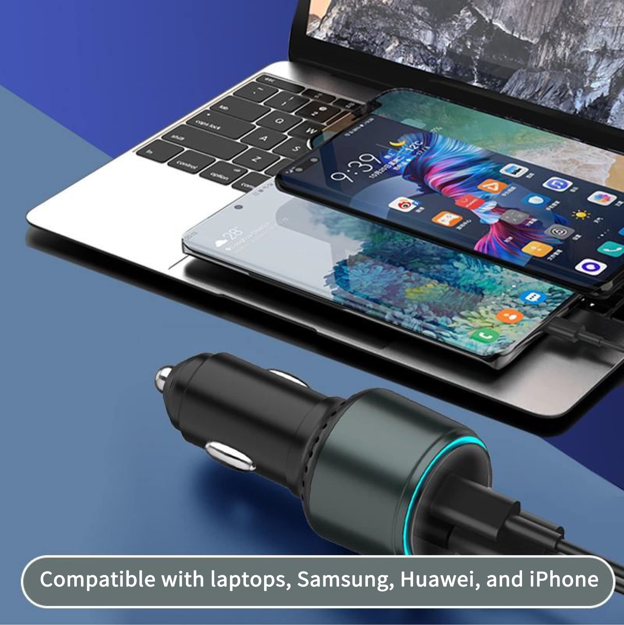 118W Dual USB C Car Charger - Fast Charging for iPhone 14/13/12, Samsung S22/S21, iPad & MacBook - Perfect for Road Trips & Travel
