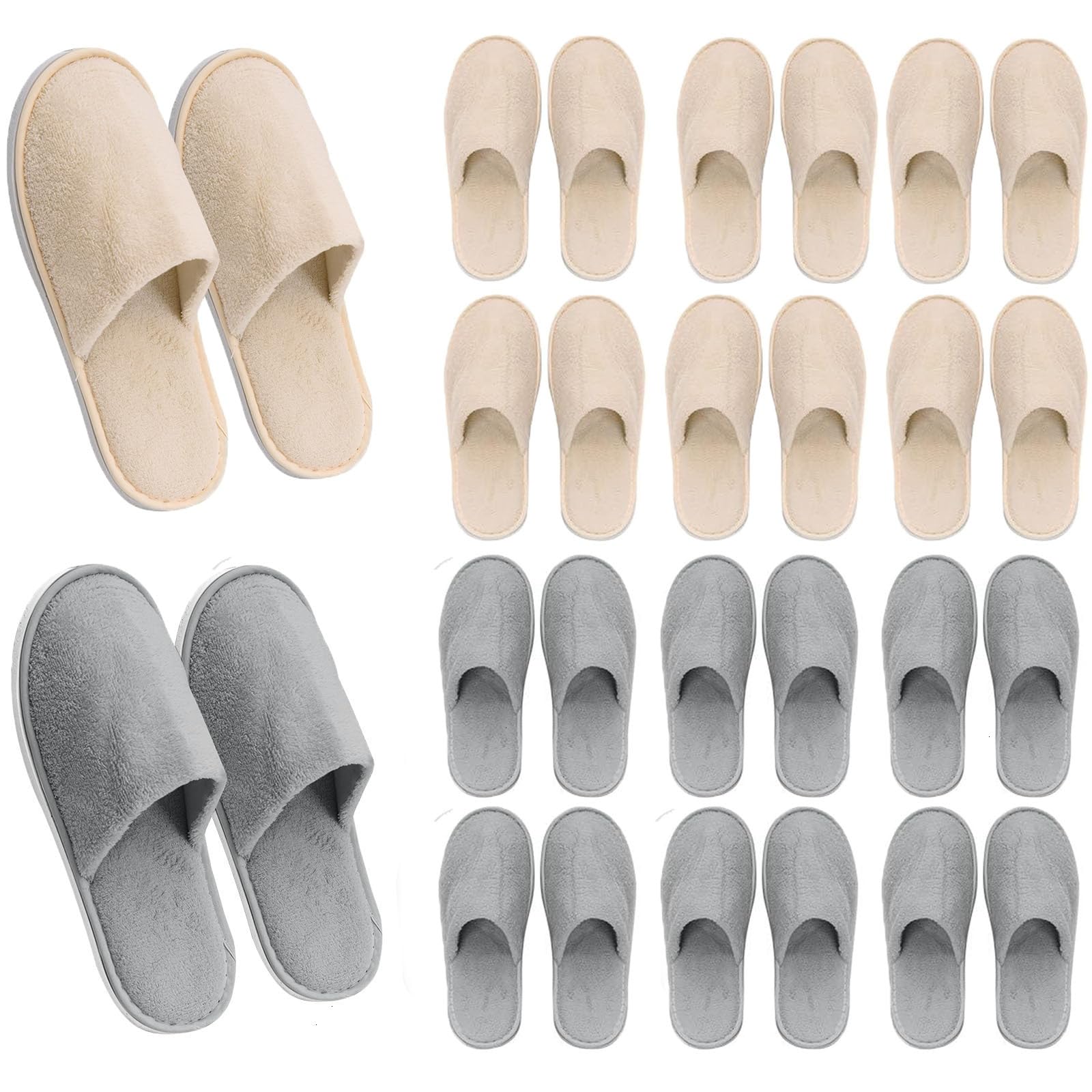 AQUEENLY Washable Non-Slip Spa Slippers for Guests - Disposable Hotel Slippers for Women & Men - Indoor House Slippers for Shoeless Homes - Perfect for Hotels, Spas & Home Use