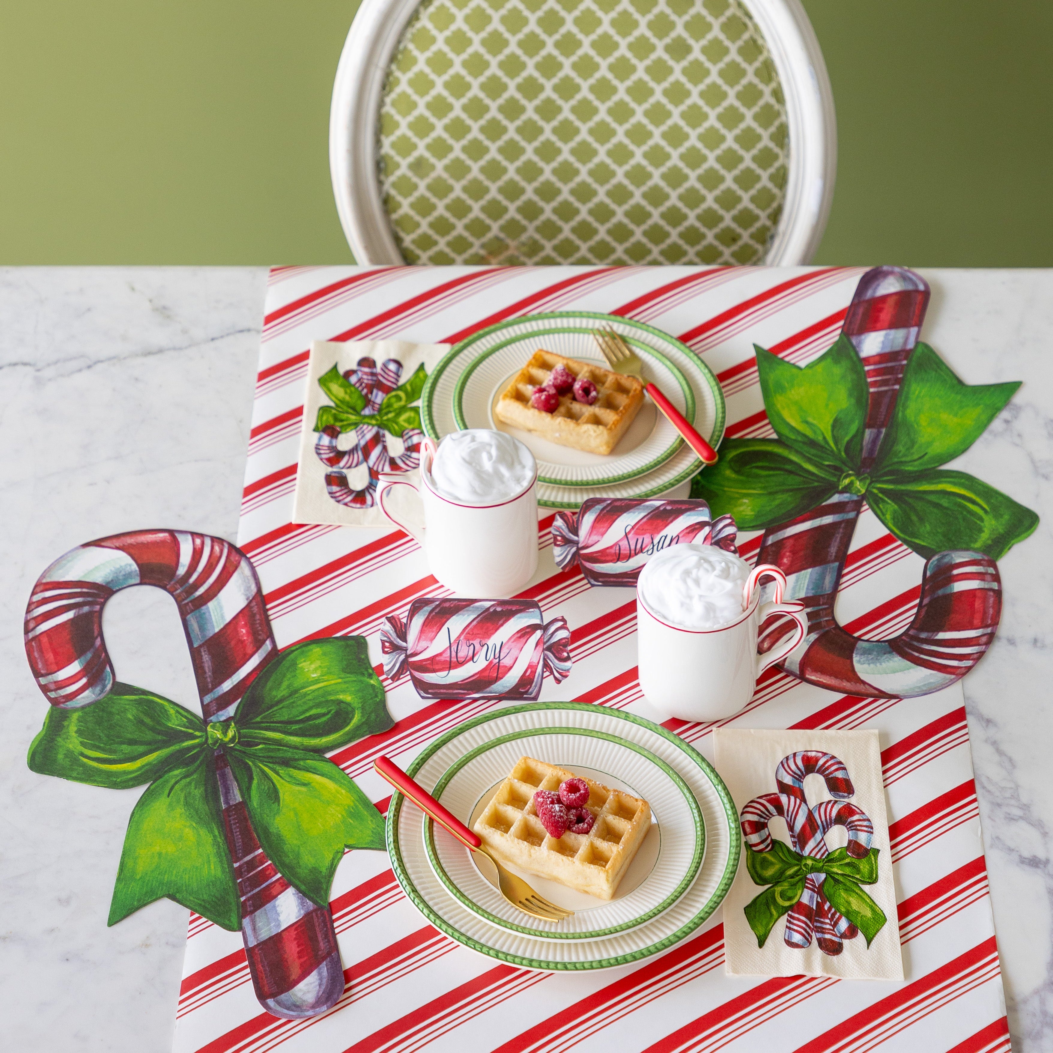 Christmas Die-Cut Candy Cane Placemat - Festive Holiday Table Decor for Parties & Dining